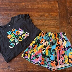 Adidas Kids Black Tee with Colorful Logo